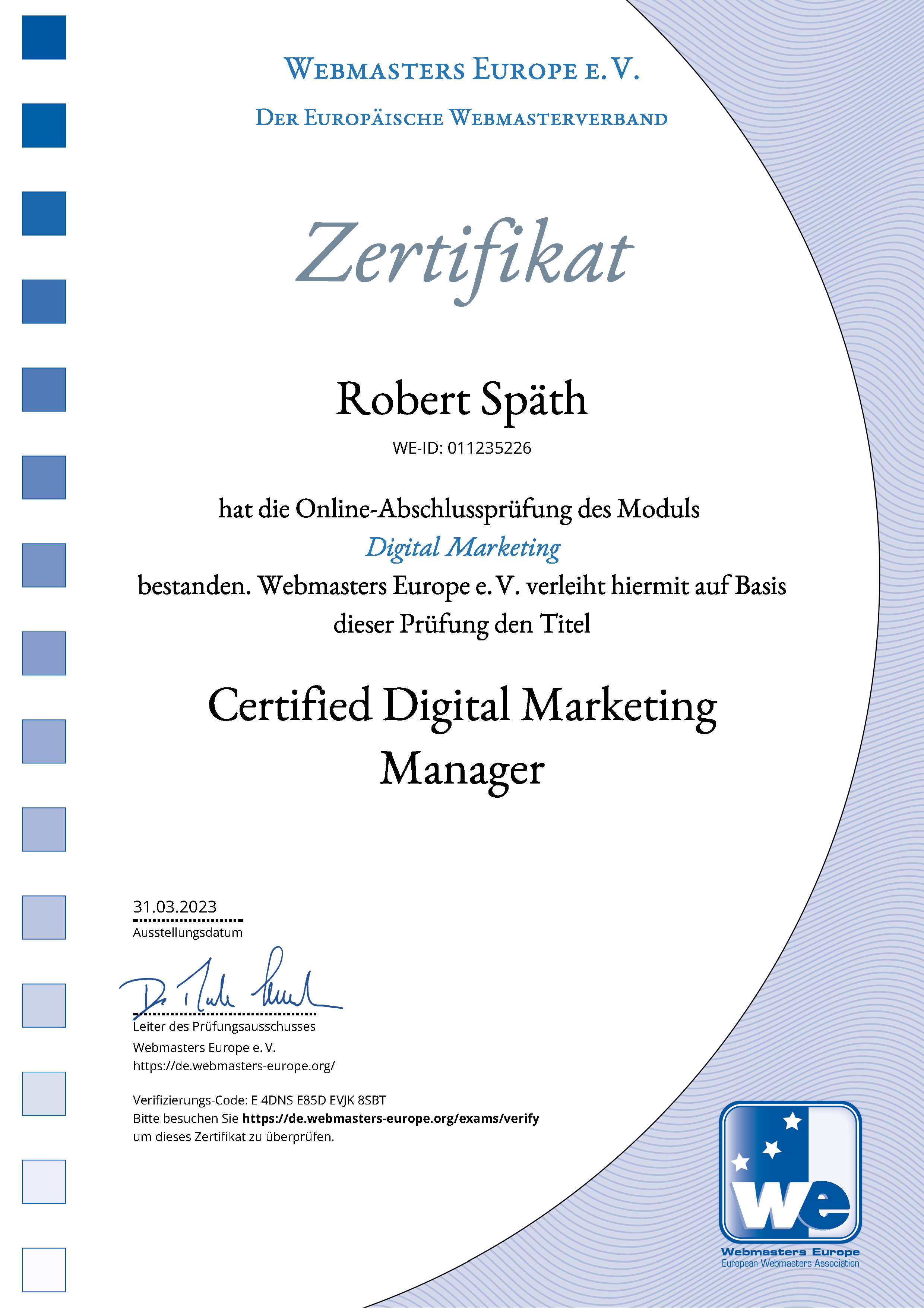 Zerifikat Digital Marketing Manager